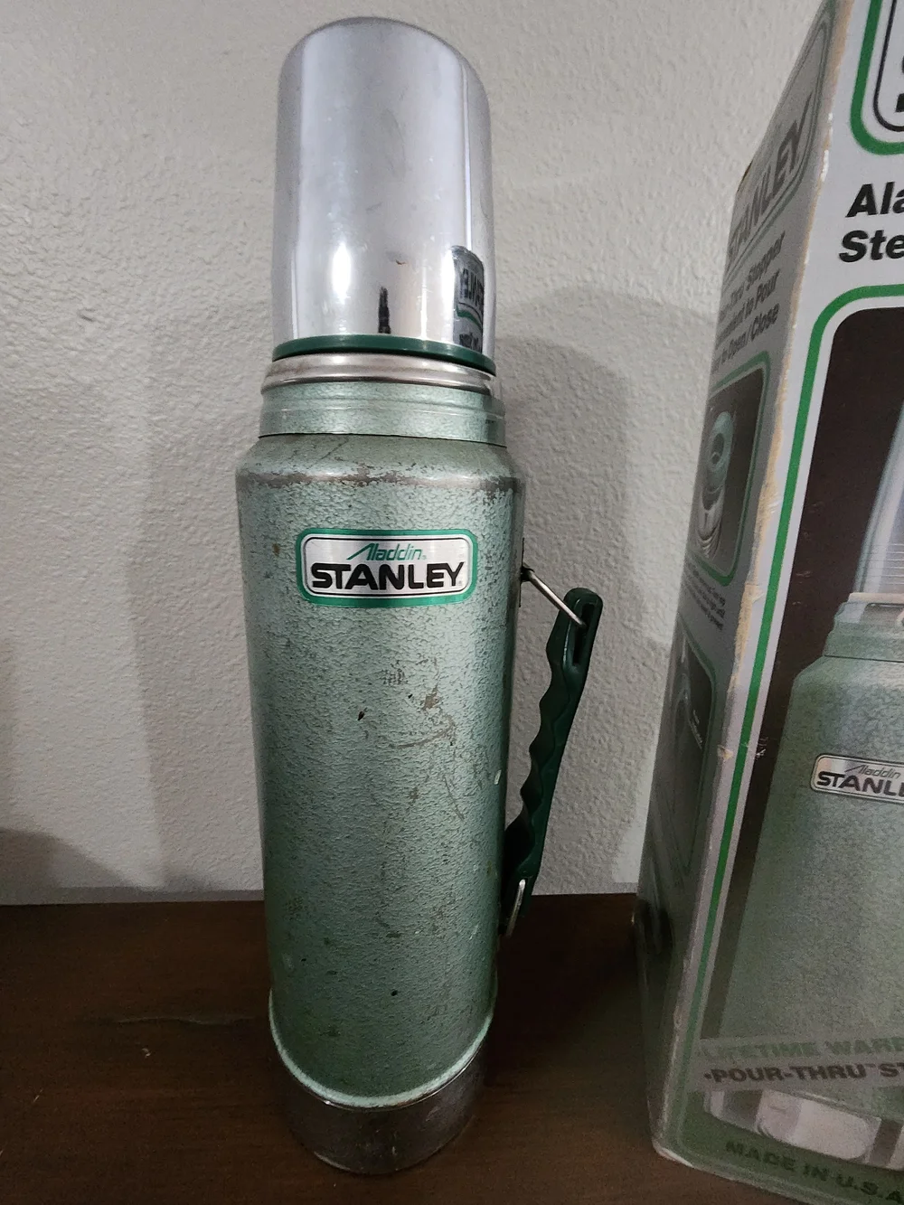 Stanley Green Metal Quart Thermos - Vintage Look